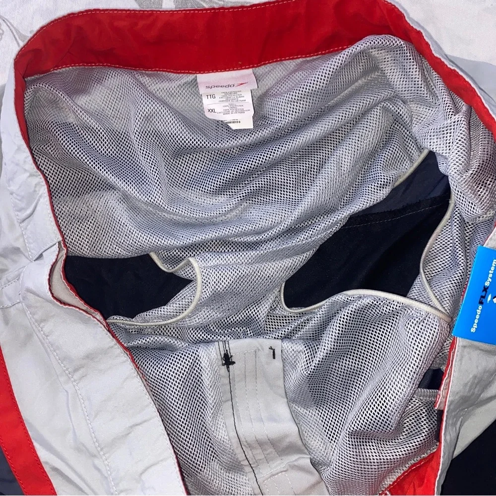 SPEEDO Swim Shorts Board Shorts Black Gray Red XXL NWT MSRP $58 Mesh Lined